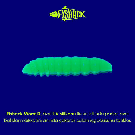 Silikon Kurt Yem - Fishack - 35mm - Peynir Kokulu - 20 Adet - Yeşil - UV  - Trout Bait