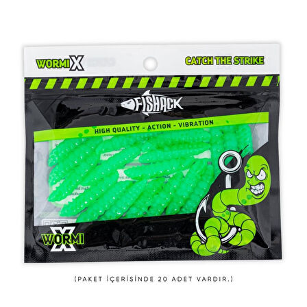 Silikon Kurt Yem - Fishack - 35mm - Peynir Kokulu - 20 Adet - Yeşil - UV  - Trout Bait