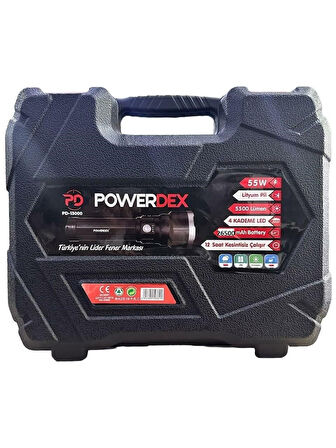 Powerdex PD-13000 55 Watt 5500 Lümen Profesyonel Büyük Şarjlı El Feneri