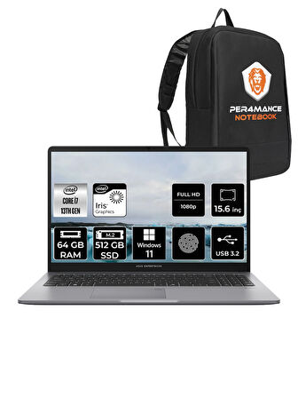 Asus Expertbook P1 P1503 i7 13700H 64GB DDR5 512GB SSD 15.6" FHD WINDOWS11PRO & PER4 ÇANTA