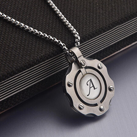 Special Harfli Çift Taraflı Çelik Kolye Takı Kişiye Özel Hediyelik Aksesuar