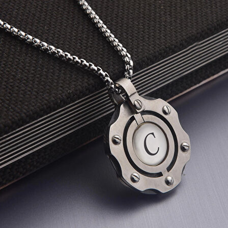 Special Harfli Çift Taraflı Çelik Kolye Takı Kişiye Özel Hediyelik Aksesuar