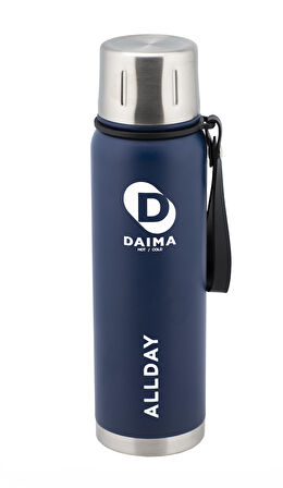 Daima Allday 750 ML 12 Saat Sıcak 24 Saat Soğuk Lacivert Termos  