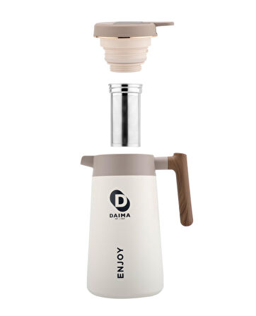 Daima Enjoy 1680 ML 12 Saat Sıcak 24 Saat Soğuk Beyaz Termos 
