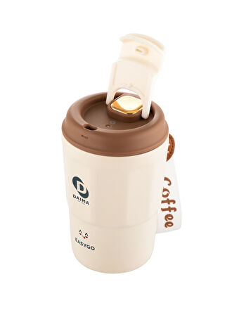 Daima Easy Go 380 ML  12 Saat Sıcak 12 Saat Soğuk Beyaz Bardak Termos Beyaz 