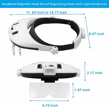 5 Lens 3 Mod 8 Ledli Gözlük Tipi Işıklı Kafa Büyüteci  | MG81000N