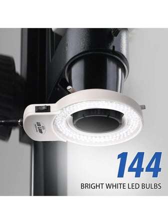 144 LED Stereo Mikroskop Halka Işık - Dimmerli Parlaklık Ayarlı Ring Light Aydınlatma (Beyaz)