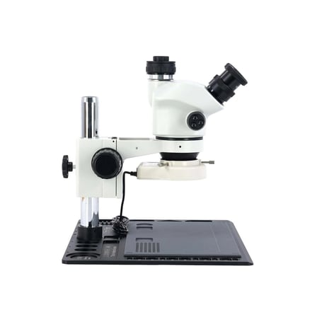 Mikroskop ZS 7050P Trinoküler Mikroskop Seti - 7X-50X Zoom, 0.5X CTV, LED Işıklı ve Alüminyum Pedli Siyah Tabla Set