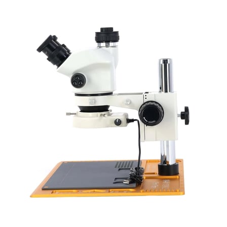 Mikroskop ZS 7050P Trinoküler Mikroskop Seti - 7X-50X Zoom, 0.5X CTV, LED Işıklı ve Alüminyum Pedli Gold Tabla Set