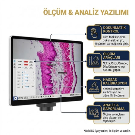 10.5 inç Dokunmatik Ekranlı 4K Mikroskop Kamerası 8MP- Android 11, HDMI, USB, LAN, Dahili Ölçüm Yazılımı