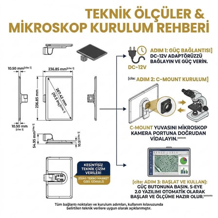 10.5 inç Dokunmatik Ekranlı 4K Mikroskop Kamerası 8MP- Android 11, HDMI, USB, LAN, Dahili Ölçüm Yazılımı