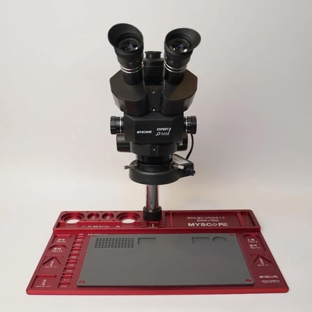 Myscope Td-7s Kamera Yuvalı Profesyonel Trioküler Siyah Kafa Tamir Mikroskobu ve LED Işıklı Geniş Kırmızı Çalışma Tablası (MY-7S)
