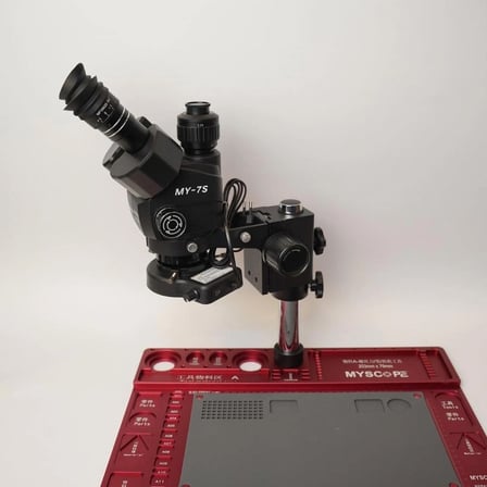 Myscope Td-7s Kamera Yuvalı Profesyonel Trioküler Siyah Kafa Tamir Mikroskobu ve LED Işıklı Geniş Kırmızı Çalışma Tablası (MY-7S)