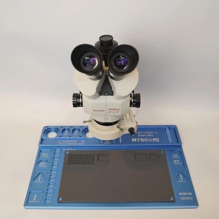 Myscope Td-7s Kamera Yuvalı Profesyonel Trioküler Beyaz Kafa Tamir Mikroskobu ve LED Işıklı Geniş Mavi Çalışma Tablası (MY-7S)