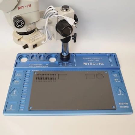 Myscope Td-7s Kamera Yuvalı Profesyonel Trioküler Beyaz Kafa Tamir Mikroskobu ve LED Işıklı Geniş Mavi Çalışma Tablası (MY-7S)