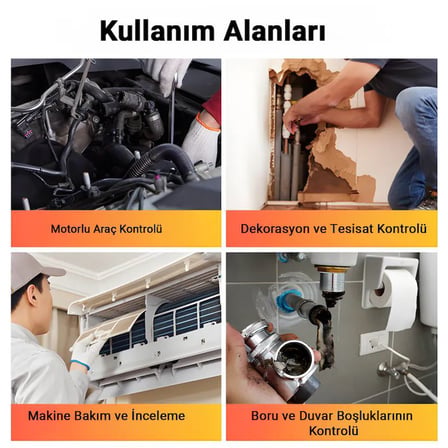 W600-2 Endoskop Kamera | 850MAH Şarjlı, Yan Ayna ve Mıknatıslı Boru ve Araç Iç Görüntüleme Cihazı (10 metre)