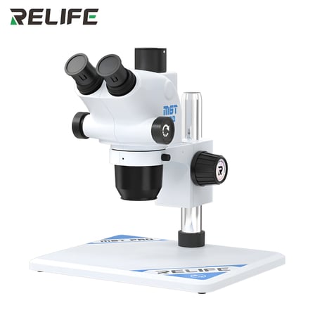 Relife RL-M6T Pro-B11 Trioküler Profesyonel Tamir Mikroskobu- Geniş Alüminyum Tabanlı Beyaz Set (6.5X-65X Zoom)