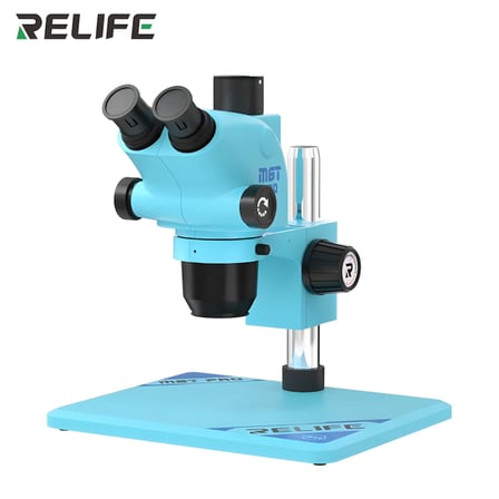 Relife RL-M6T Pro-B11 Trioküler Profesyonel Tamir Mikroskobu- Geniş Alüminyum Tabanlı Mavi Set (6.5X-65X Zoom)