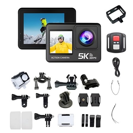 AT-S81TR 5K Aksiyon Kamera 4K 60FPS WiFi Çift Ekran 48MP EIS Stabilizasyon Su Geçirmez Spor Kamera