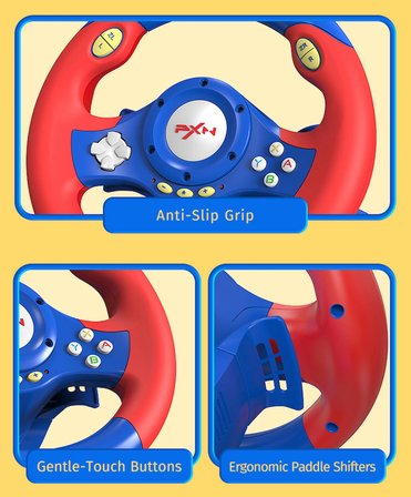 PXN V2 WL Kablosuz Oyun Direksiyonu ve Pedal Seti, Titreşim Destekli Yarış Direksiyonu, PC, PS3, PS4, Switch ve Xbox Uyumlu