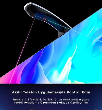 idragon TV Sync RGBIC Ambilight LED TV Arka Aydınlatma, 3.8 Metre, Mobil Uygulama ve Kumanda Kontrollü, Müzik Senkronizasyonlu, 55-65 İnç TV Uyumlu DX23014