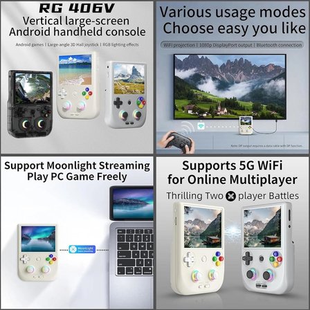 ANBERNIC RG406V Retro Oyun Konsolu Android 13 8GB RAM 128GB 4” IPS Ekran WiFi Bluetooth Hall Joystick