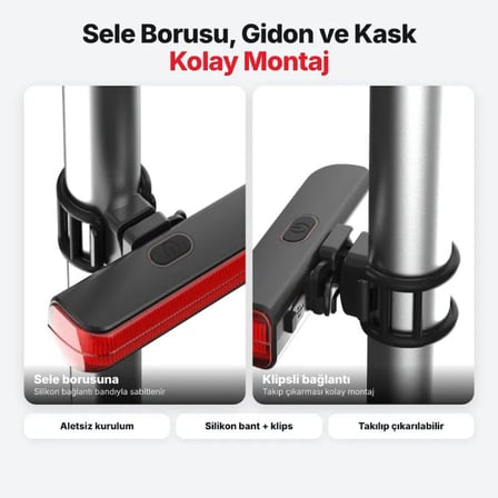 BK880S Bisiklet Arka Lambası 28 LED Kırmızı Stop Lambası 50 Lümen 4 Işık Modu USB Şarjlı Sele Borusu