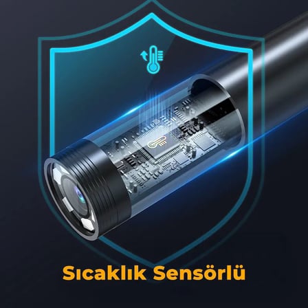 G10 Pro 5m Kablolu 360° Dönebilen Çift Lensli Eklemli Endoskop - 5 İnç IPS Ekran, Sıcaklık Sensörlü Sanayi Boroskopu