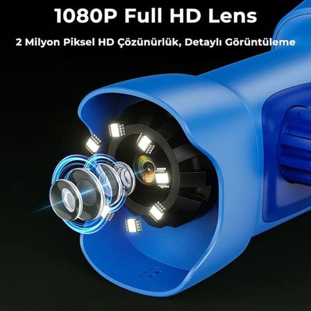 395 Mavi Taşınabilir Dijital Çocuk Mikroskobu - 2.4 İnç IPS Ekranlı, 1080P Full HD, 1000X Zoom, 8 LED Işıklı Eğitici Bilim Kiti