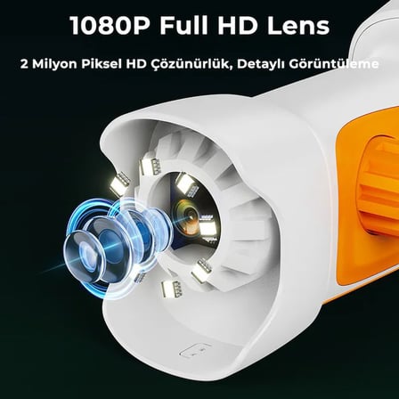 395 Turuncu Taşınabilir Dijital Çocuk Mikroskobu - 2.4 İnç IPS Ekranlı, 1080P Full HD, 1000X Zoom, 8 LED Işıklı Eğitici Bilim Kiti
