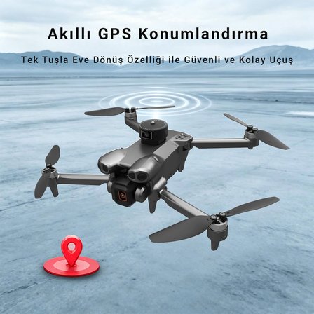 W12 GPS Drone, Dahili LCD Ekranlı Kumanda, HD Kamera, 360° Engel Algılama, Fırçasız Motor, Tek Tuşla Eve Dönüş
