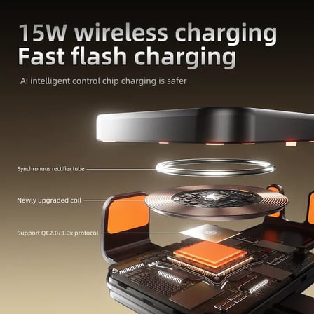 SD15 15W Hızlı Kablosuz Şarjlı Araç Telefon Tutucu - RGB Işıklı, Havalandırma Uyumlu, Sarsıntı Önleyici Otomatik Kavramalı