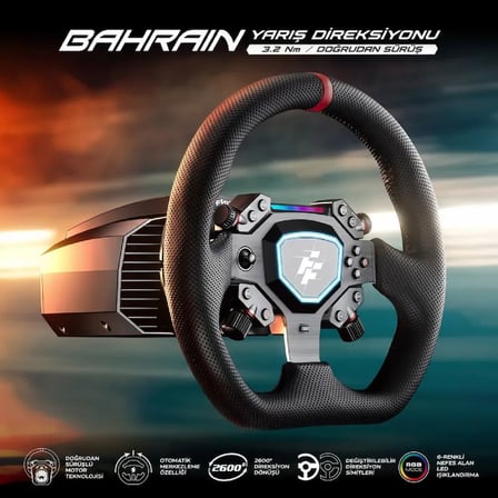 G103 Bahrain 3.2 Nm Direct Drive Profesyonel Oyuncu Direksiyonu + Hassas Pedal Seti - Türkiye Lansmanı (EUAS Güvencesiyle)