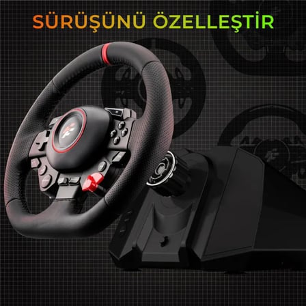 F117 Monaco 900° / 270° Titreşimli Yarış Direksiyon Seti – Hall-Effect Sensör, 6 İleri Manuel Vites, 3 Pedallı – PC / PS4 / PS3 / Xbox Series X|S / Switch Uyumlu
