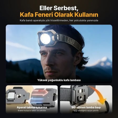WK08C Çok Amaçlı COB Çalışma Lambası Kafa Feneri Mıknatıslı Ayaklı Şarjlı Kırmızı Beyaz Işık 7 Modlu