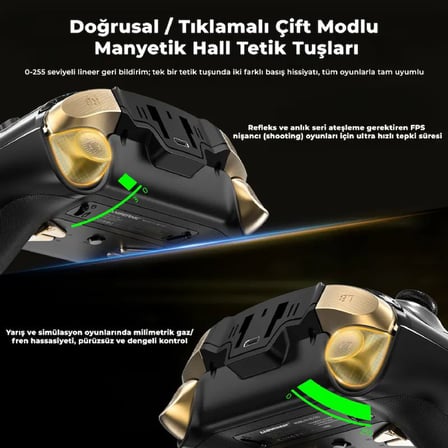 RG G01 Akıllı Ekranlı Kablosuz Oyun Kolu Siyah- 2.5D HD Ekran Purple Kirin Kapasitif Joystick Çift Modlu Manyetik Hall Tetik Mekanik ABXY Nabız Sensörlü PC Switch Android iOS Gamepad