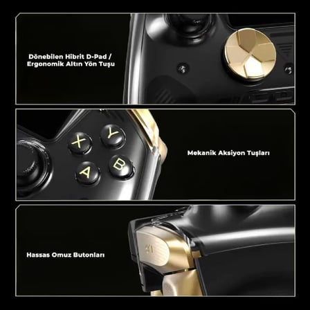 RG G01 Akıllı Ekranlı Kablosuz Oyun Kolu Siyah- 2.5D HD Ekran Purple Kirin Kapasitif Joystick Çift Modlu Manyetik Hall Tetik Mekanik ABXY Nabız Sensörlü PC Switch Android iOS Gamepad