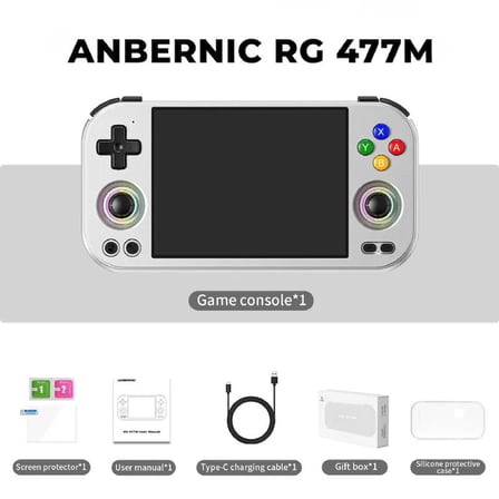 RG 477M CNC Alüminyum Kasa Retro El Oyun Konsolu 8 GB RAM 128 GB Gümüş - 4.7 İnç 120Hz LTPS Ekran MediaTek Dimensity 8300 Android 14 Hall Joystick PS2 PS3 WII 3DS Uyumlu Taşınabilir Konsol