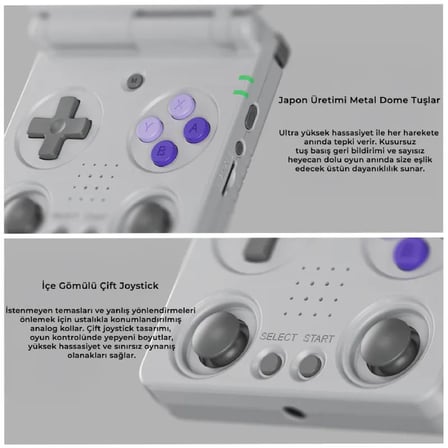 RG 34XXSP Kapaklı Retro El Oyun Konsolu 64 GB Gri - 3.4 İnç 3:2 IPS Ekran Çift Joystick H700 İşlemci 5G Wi-Fi Bluetooth HDMI Hall Sensörlü Katlanabilir Konsol