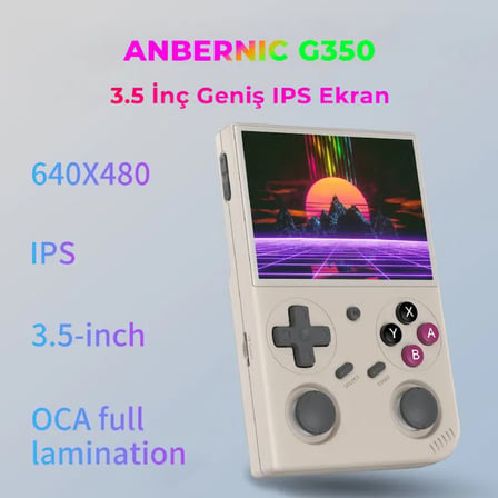 G350 Gri Retro El Oyun Konsolu 64 GB - 3.5 İnç IPS Ekran RK3326 İşlemci 3200 mAh Batarya (PSP, PS1, NDS Destekli)