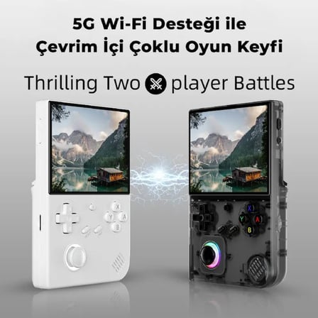 RG40XXV Dikey Retro El Oyun Konsolu 64 GB Beyaz - 4.0 İnç OCA IPS Ekran RGB Işıklı Joystick H700 İşlemci 5G Wi-Fi HDMI Bluetooth (PSP, PS1, DC Destekli)