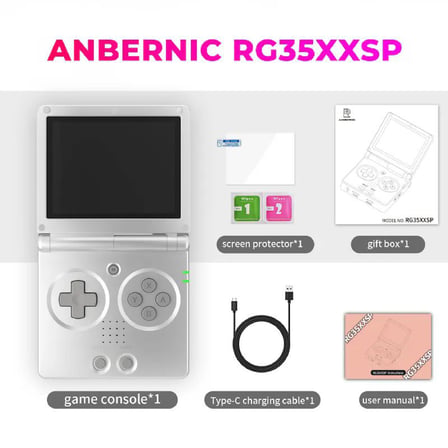 RG35XXSP Katlanabilir Retro El Oyun Konsolu 64 GB Gümüş - 3.5 İnç OCA IPS Ekran H700 İşlemci 5G Wi-Fi HDMI Bluetooth (PSP, PS1, NDS Destekli)
