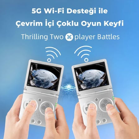 RG35XXSP Katlanabilir Retro El Oyun Konsolu 64 GB Gümüş - 3.5 İnç OCA IPS Ekran H700 İşlemci 5G Wi-Fi HDMI Bluetooth (PSP, PS1, NDS Destekli)