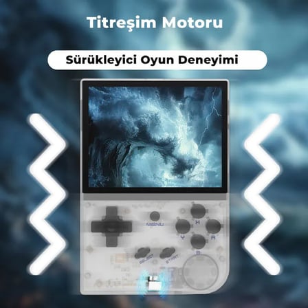 RG35XX 2024 Yeni Versiyon Dikey Retro El Oyun Konsolu 64 GB Beyaz - 3.5 İnç IPS Ekran H700 İşlemci 1 GB RAM Titreşim Motorlu HDMI TV Bağlantılı Nostaljik Taşınabilir Konsol (PSP, PS1, DC Destekli)