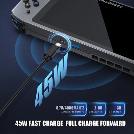 WIN 600 Windows Taşınabilir El Konsolu Siyah - AMD 3050E İşlemci 8 GB DDR4 RAM 256 GB M.2 SSD 5.94 İnç Dokunmatik IPS Ekran 45W Hızlı Şarj USB Type-C DisplayPort PC Steam El Bilgisayarı