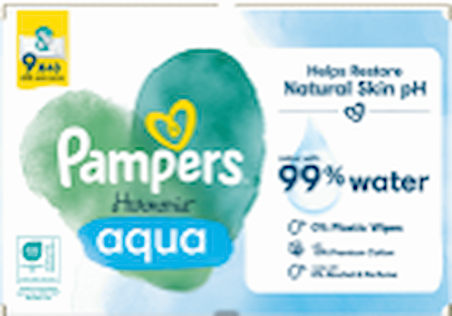 Pampers Harmonie Aqua Islak Bebek Mendili (9 paket = 432 Islak Mendil)