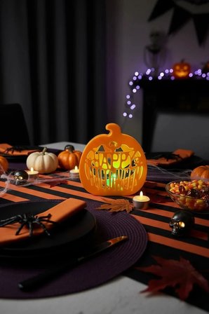 Halloween Masaüstü Işıklı Balkabağı – Cadılar Bayramı Temalı Çift Taraflı Dekoratif Lamba