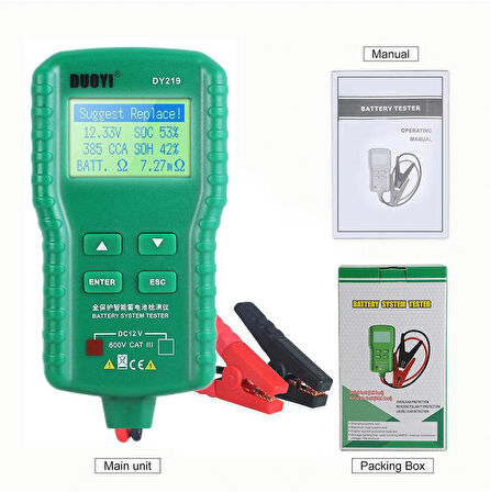 DUOYI DY219 Dijital 12V Akü Test Cihazı