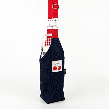 Woodycord El Yapımı U Model Kot Matara Termos Kılıfı Kiraz Detaylı