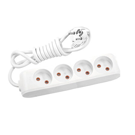 Viko Multi-Let Dörtlü Priz Topraklı Kablolu Çocuk Korumalı 2 Metre -Beyaz